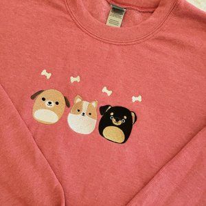 Embroidered Squishmallow puppy squad long-sleeve crewneck sweatshirt